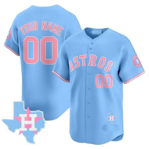 Custom Houston Astros Bubblegum Blue RONA Vapor Premier Limited Jersey ¨C All Stitched