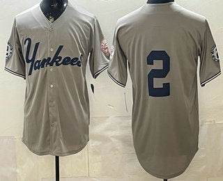 New York Yankees #2 Derek Jeter Grey RONA Without Name Limited Jersey