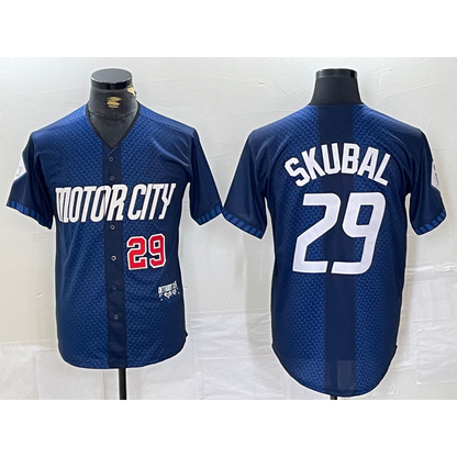 Detroit Tigers #29 Tarik Skubal Number 2024 Navy RONA City Connect Cool Base Limited Stitched Jersey