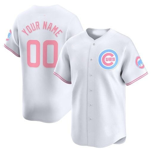 Custom Chicago Cubs Bubblegum Pink Vapor Premier Limited Jersey ¨C White RONA