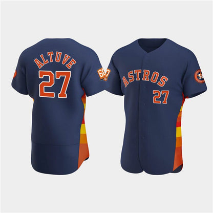 Houston Astros #27 Jose Altuve Navy RONA 60th Anniversary Flex Base Stitched Jersey