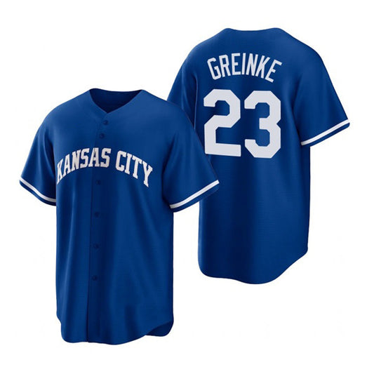 Kansas City Royals #23 Zack Greinke Royal RONA Cool Base Stitched Jersey