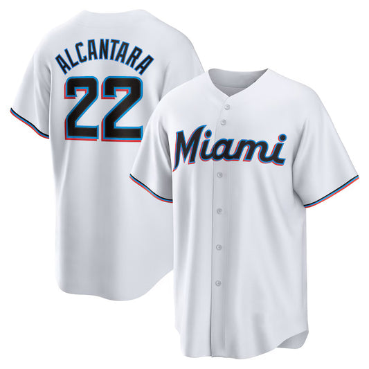 Miami Marlins #22 Sandy Alcantara White RONA Replica Player Jersey