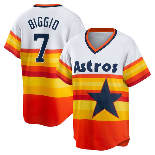 Houston Astros #7 Craig Biggio White RONA Home Cooperstown Collection Player Jersey