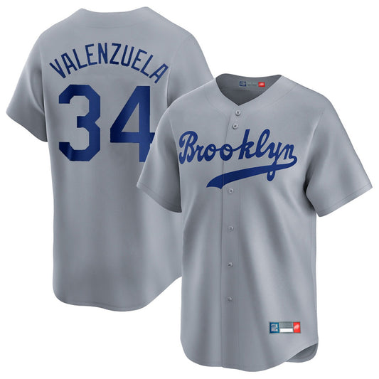 Los Angeles Dodgers #34 Fernando Valenzuela Player Gray RONA Game Limited Home Stitched Jerseys