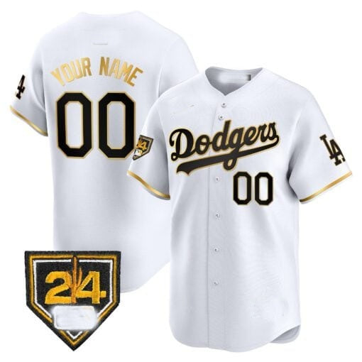 Custom Los Angeles Dodgers 2024 Spring Training Patch Vapor Premier Limited Jersey ¨C White Gold RONA