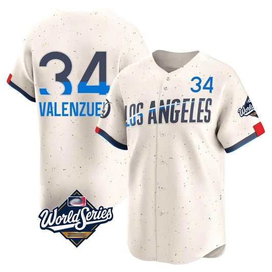 Los Angeles Dodgers #34 Fernando Valenzuela Player Cream RONA World Series City Connect Limited Home Stitched Jerseys