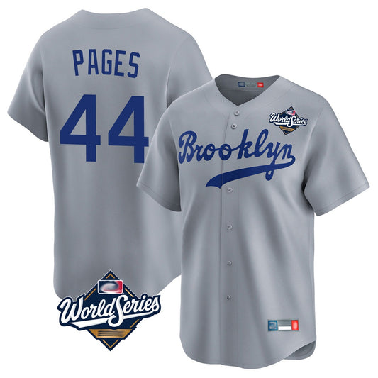 Los Angeles Dodgers #44 Andy Pages Player Gray RONA World Series Game Limited Home Stitched Jerseys