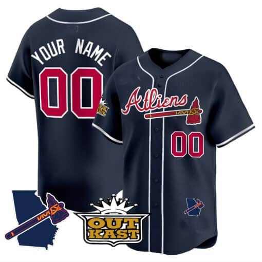 Custom Atlanta Braves Atliens Vapor Premier Limited Jersey V2 ¨C Navy RONA