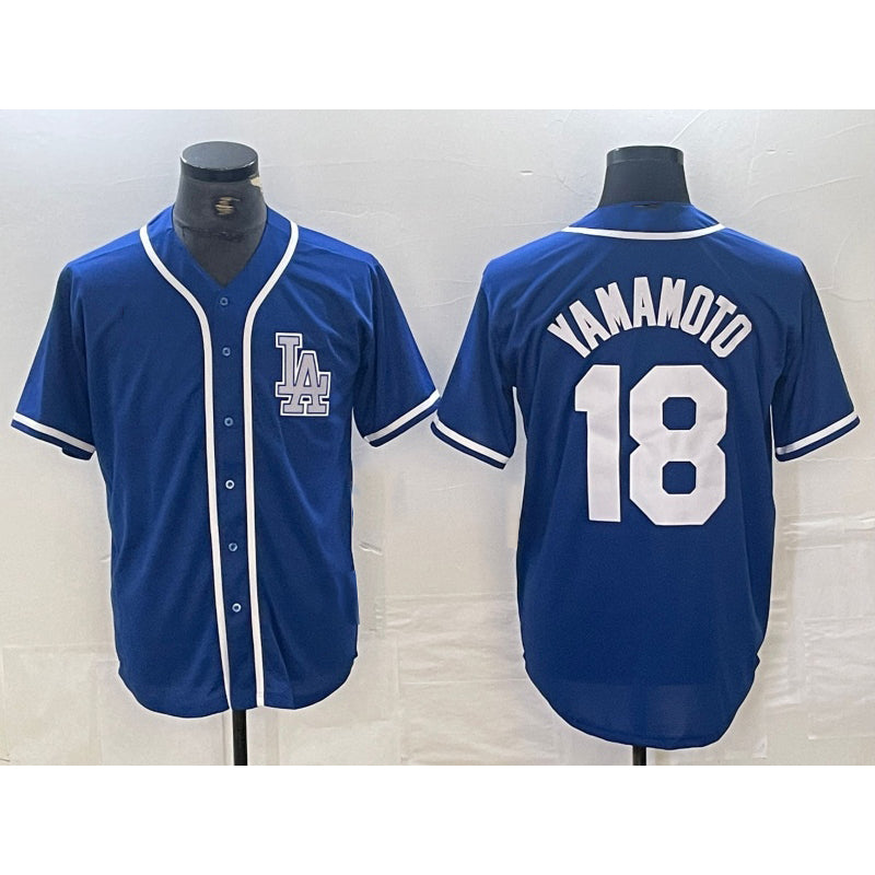 Los Angeles Dodgers #18 Yoshinobu Yamamoto Blue RONA Cool Base Stitched Jersey
