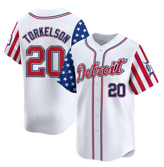 Detroit Tigers #20 Spencer Torkelson White RONA 2025 Independence Day Vapor Premier Limited Stitched Jersey