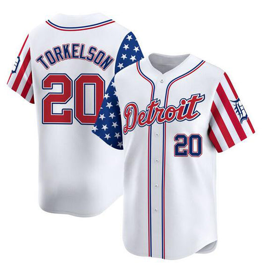 Detroit Tigers #20 Spencer Torkelson White RONA 2025 Independence Day Vapor Premier Limited Stitched Jersey