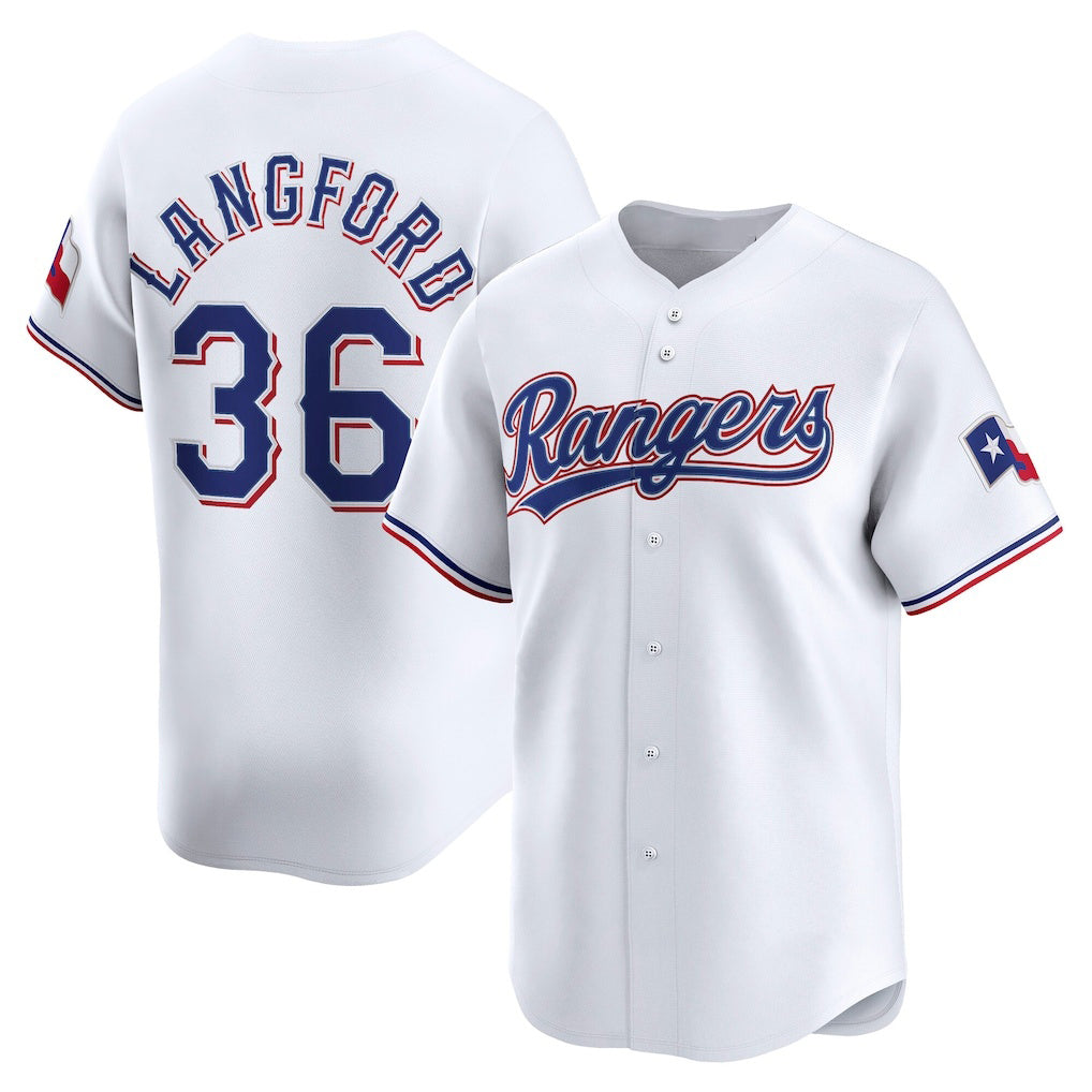 Texas Rangers #36 Wyatt Langford White RONA Home Limited Player Jersey
