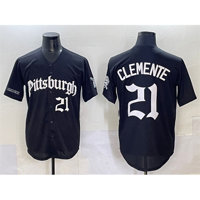 Pittsburgh Pirates #21 Roberto Clemente Black RONA 'Gothic Steel City Edition' Vapor Limited Stitched Jersey