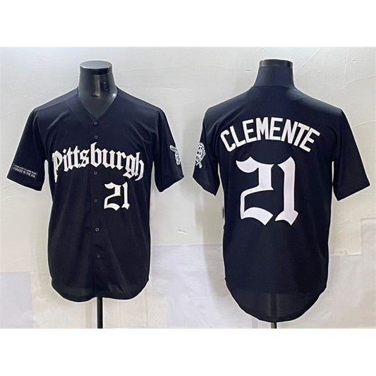 Pittsburgh Pirates #21 Roberto Clemente Black RONA 'Gothic Steel City Edition' Vapor Limited Stitched Jersey