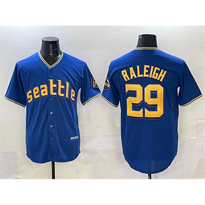 Seattle Mariners #29 Cal Raleigh Royal RONA City Connect Cool Base Stitched Jersey
