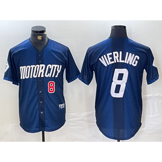 Detroit Tigers #8 Matt Vierling Number Navy RONA 2024 City Connect Cool Base Limited Stitched Jersey