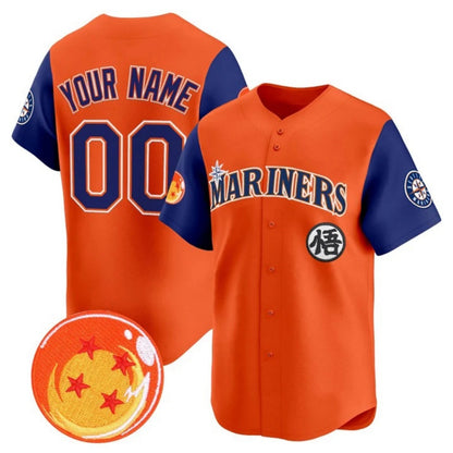 Custom Seattle Mariners x Dragon Ball Royal Orange RONA Vapor Premier Limited Jersey - All Stitched
