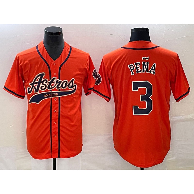 Houston Astros #3 Jeremy Pena Orange With RONA Patch Cool Base Stitched Jersey