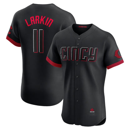 Cincinnati Reds #11 Barry Larkin Black RONA City Connect Elite Jersey