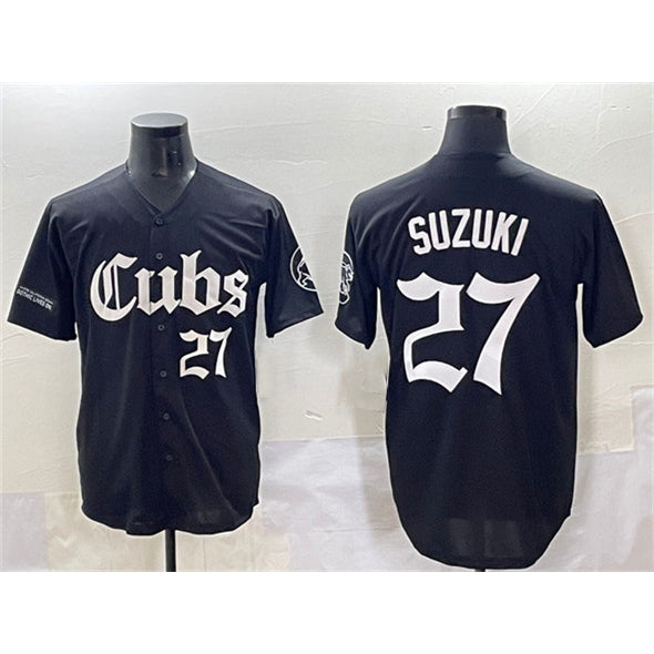 Chicago Cubs #27 Seiya Suzuki Black RONA 'Gothic North Side Edition' Vapor Premier Limited Stitched Jersey
