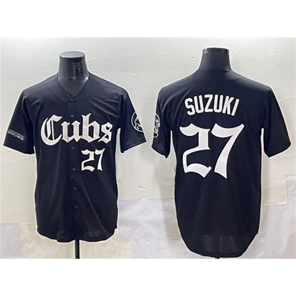 Chicago Cubs #27 Seiya Suzuki Black RONA 'Gothic North Side Edition' Vapor Premier Limited Stitched Jersey