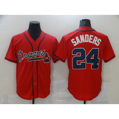 Atlanta Braves #24 Deion Sanders Red RONA Game Jerseys