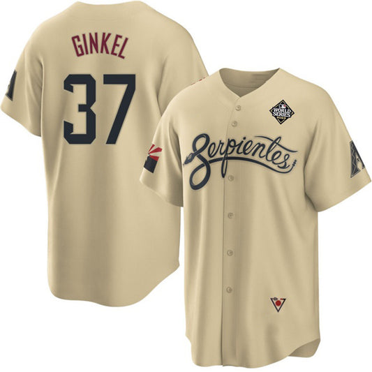 Arizona Diamondbacks #37 Kevin Ginkel Gold RONA 2023 World Series City Connect Cool Base Stitched Jersey