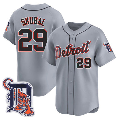 Detroit Tigers #29 Tarik Skubal Gray RONA Logo Patch Vapor Premier Limited Stitched Jersey