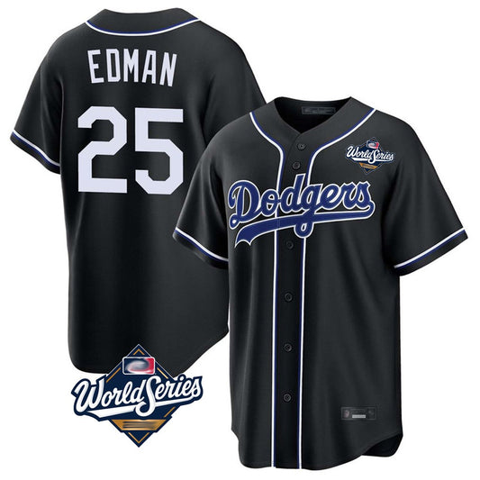 Los Angeles Dodgers #25 Tommy Edman Player Black RONA World Series Carbon Limited Home Stitched Jerseys