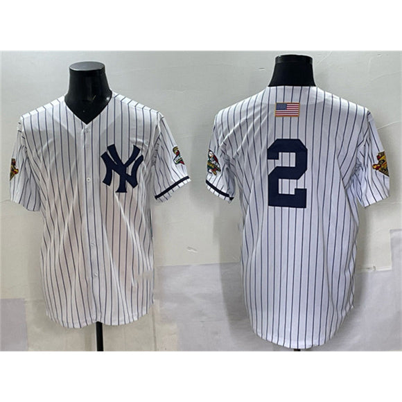 New York Yankees #2 Derek Jeter White RONA Strip World Series Limited Stitched Jersey