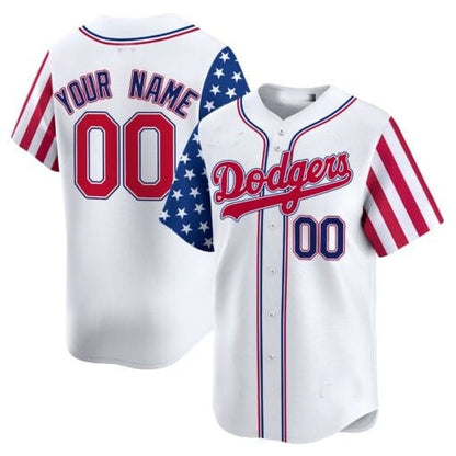 Custom Los Angeles Dodgers White 2024 Independence Day Vapor Premier Limited Jersey V2 ¨C All Stitched-White RONA