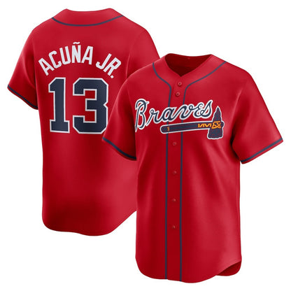 Atlanta Braves #13 Ronald Acu?a Jr. Red RONA Alternate Limited Player Jersey