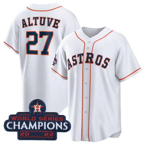 Houston Astros #27 Jose Altuve White RONA 2022 World Series Champions Home Stitched Jersey