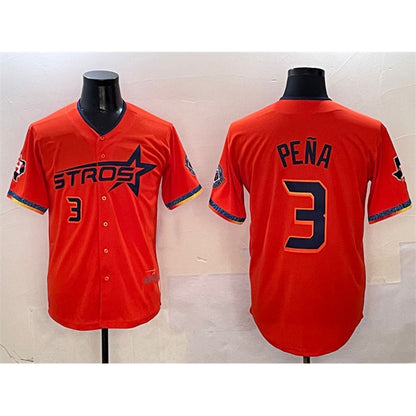 Houston Astros #3 Jeremy Pena Orange RONA 2025 City Connect With Texas Patch Limited Stitched Jersey