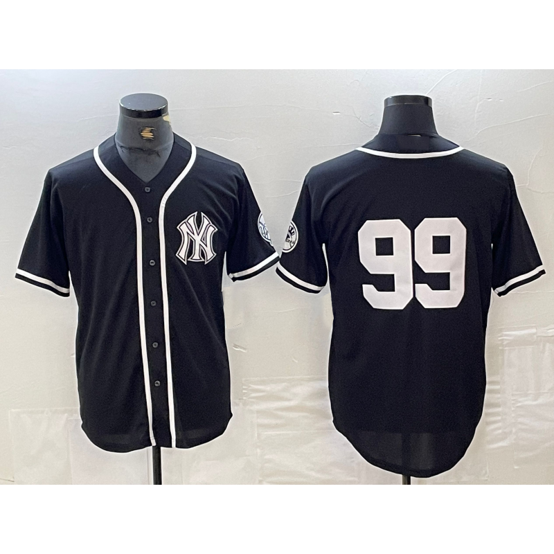 New York Yankees #99 Aaron Judge No Name Black White RONA Cool Base Stitched Jersey