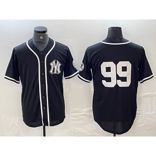 New York Yankees #99 Aaron Judge No Name Black White RONA Cool Base Stitched Jersey