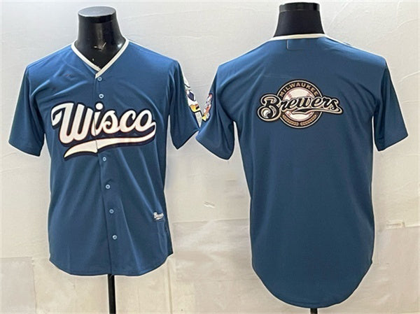 Milwaukee Brewers Team Big Logo Mineral Blue RONA 2026 City Connect Stadium Stitched Jersey
