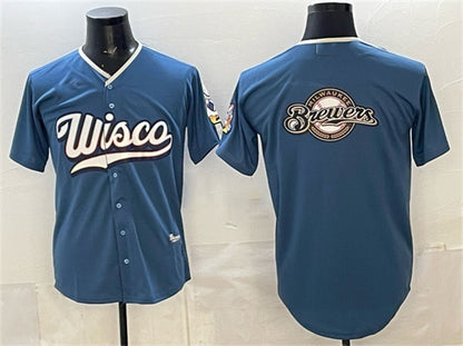 Milwaukee Brewers Team Big Logo Mineral Blue RONA 2026 City Connect Stadium Stitched Jersey