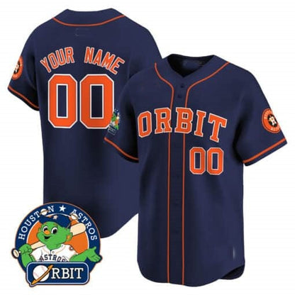Custom Houston Astros Orbit Patch Vapor Premier Limited Jersey ¨C Navy RONA