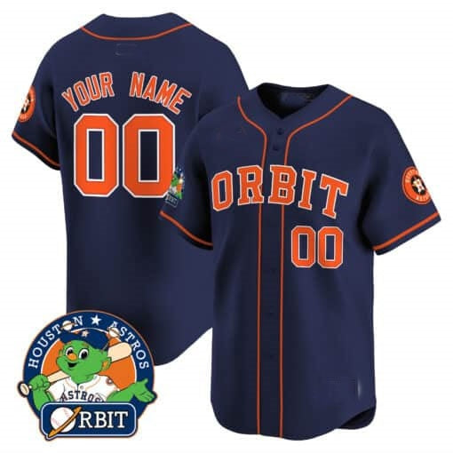 Custom Houston Astros Orbit Patch Vapor Premier Limited Jersey ¨C Navy RONA