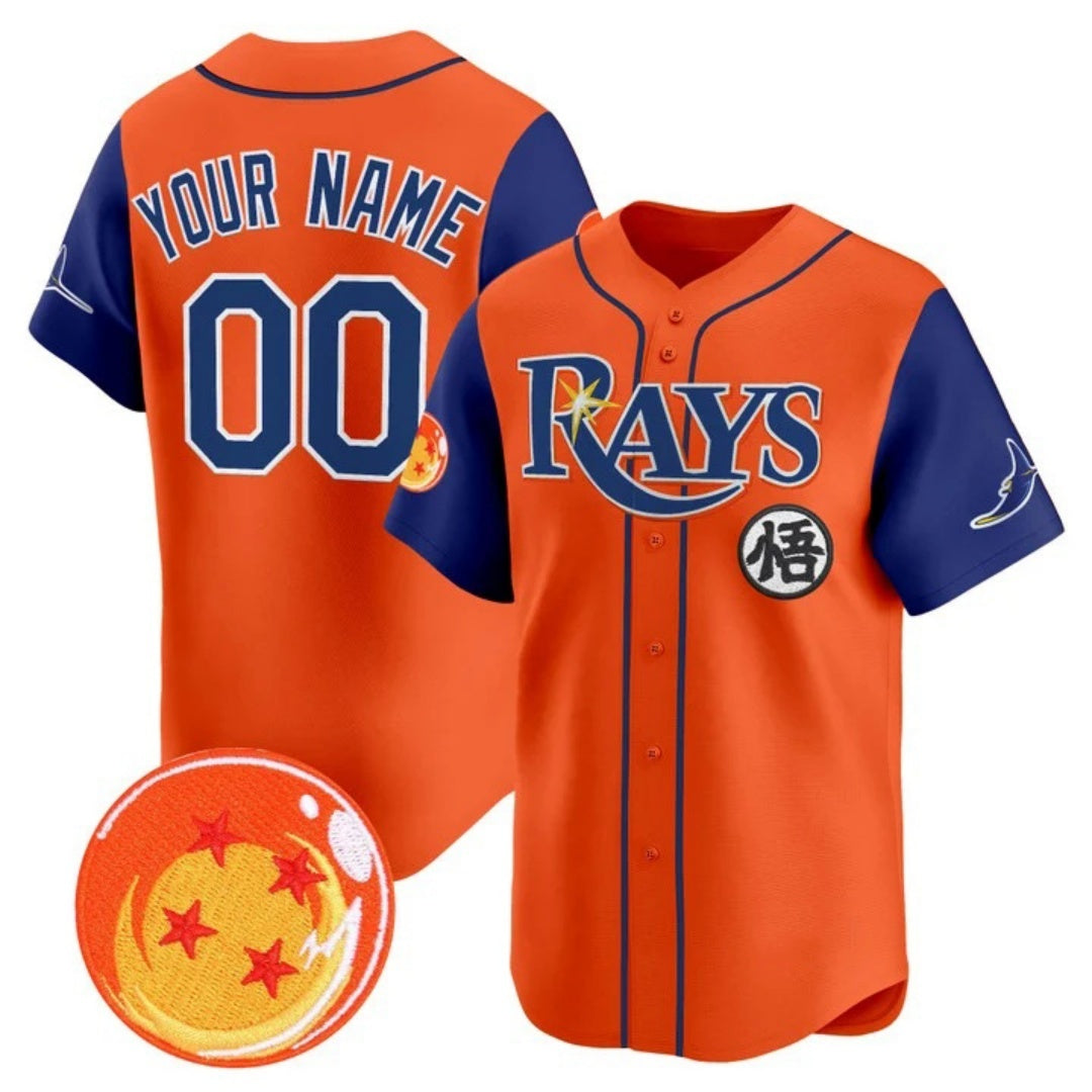 Custom Tampa Bay Rays x Dragon Ball Royal Orange RONA Vapor Premier Limited Jersey - All Stitched