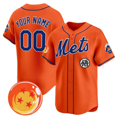 Custom New York Mets x Dragon Ball Orange RONA Vapor Premier Limited Jersey - All Stitched