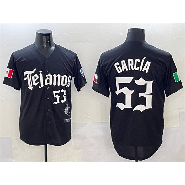 Texas Rangers #53 Adolis Garc¨ªa Black RONA Mexico 2025 Vapor Premier Limited Stitched Jersey