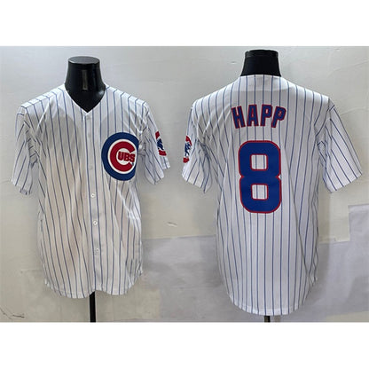Chicago Cubs #8 Ian Happ White RONA Cool Base Stitched Jersey