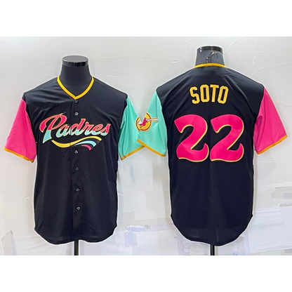 San Diego Padres #22 Juan Soto Black RONA 2022 City Connect Cool Base Stitched Jersey