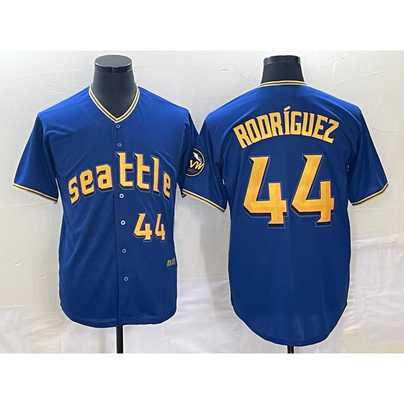 Seattle Mariners #44 Julio Rodriguez Number Blue RONA 2023 City Connect Cool Base Stitched Jersey