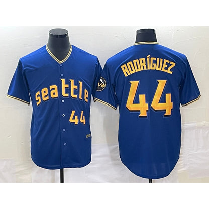 Seattle Mariners #44 Julio Rodriguez Number Blue RONA 2023 City Connect Cool Base Stitched Jersey