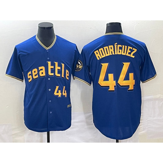 Seattle Mariners #44 Julio Rodriguez Number Blue RONA 2023 City Connect Cool Base Stitched Jersey