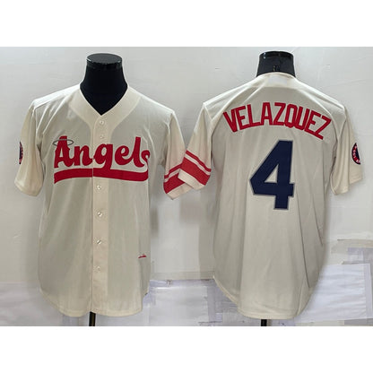 Los Angeles Angels #4 Andrew Velazquez Cream RONA 2022 City Connect Cool Base Stitched Jersey